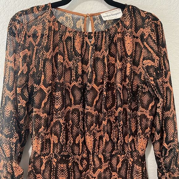 FINDERS KEEPERS Snake Print Short LANA Mini Dress Tan Brown, Size 6 - Picture 4 of 11